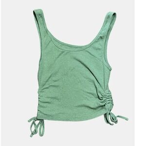 PacSun Ribbed Tank Top Ruched Drawstring Sleeveless Casual Green Earthy‎ Size M